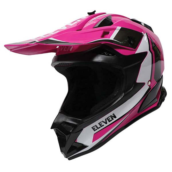 ELEVEN RAID MX HELMET PEAK PINK/BLACK/WHITE 166 PEAK PNK/WH