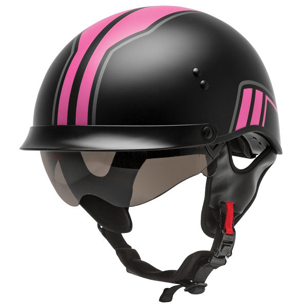 GMAX HH-65 FULL DRESSED HALF HELMET SMALL MATTE BLACK/PINK H9651344