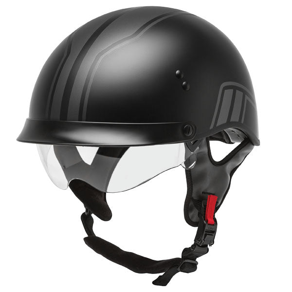GMAX HH-65 FULL DRESSED HALF HELMET XL MATTE BLACK/SILVER H9651817