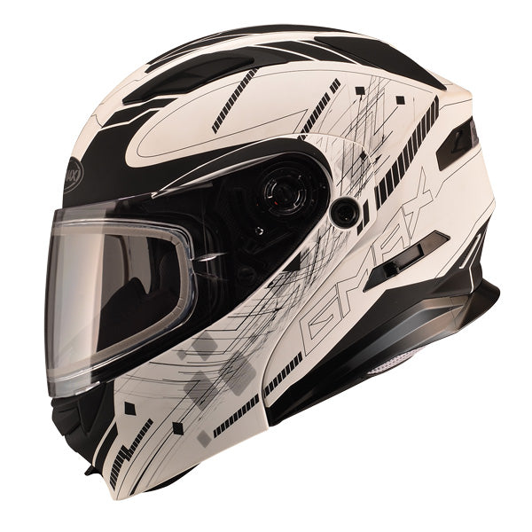GMAX MD01 MODULAR SNOW HELMET XS MATTE BLACK/WHITE ELECTRIC LENS G4011403