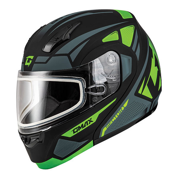 GMAX MD04 SECTOR MODULAR SNOW HELMET 2XL GREEN DOUBLE LENS M20431098
