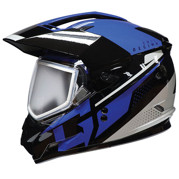GMAX GM11 DECIMA DUAL SPORT SNOW HELMET MEDIUM BLUE DOUBLE LENS A2116435