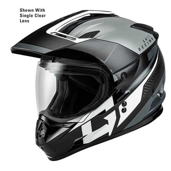 GMAX GM11 DECIMA DUAL SPORT SNOW HELMET MEDIUM SILVER DOUBLE LENS A2116455