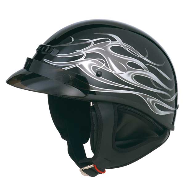 GMAX GM35 FULLY DRESSED HALF HELMET MEDIUM SILVER/FLAME G1235335