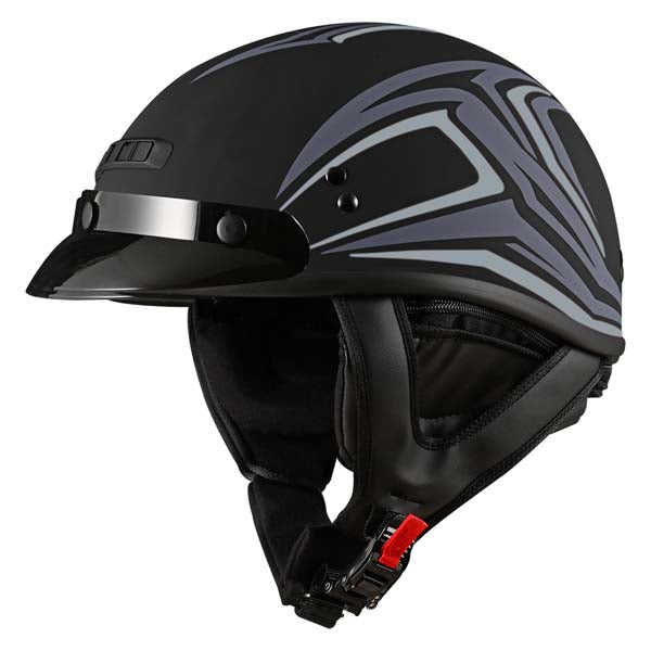 GMAX HH35 DERK FULL DRESSED HALF HELMET BLACK/SILVER MEDIUM H12351395