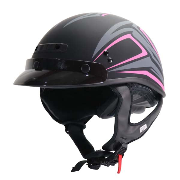 GMAX HH35 DERK FULL DRESSED HALF HELMET BLACK/PINK SMALL H12351344