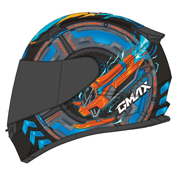 GMAX FF49Y CHARGED YOUTH FULL FACE HELMET BLACK/BLUE/ORANGE YOUTH SMALL F24911130