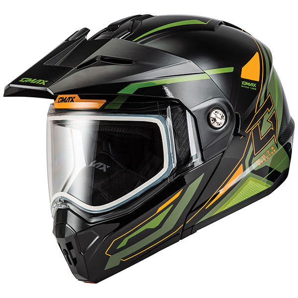 GMAX MD74 SPECTRE MODULAR FULL FACE SNOW HELMET SMALL OLIVE/ORANGE DOUBLE LENS M6742224