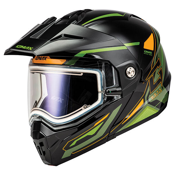 GMAX MD74 SPECTRE MODULAR FULL FACE SNOW HELMET 2XL OLIVE/ORANGE ELECTRIC LENS M8742228