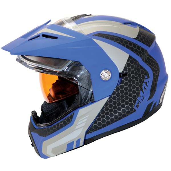 GMAX MD74 LANCER MODULAR FULL FACE SNOW HELMET BLUE/GREY XL DOUBLE LENS M6743627R