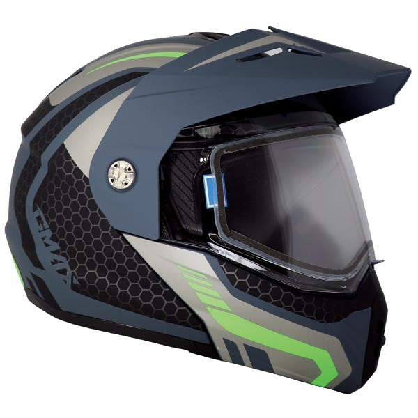 GMAX MD74 LANCER MODULAR FULL FACE SNOW HELMET HIGH VISIBILTY GREEN/GREY SMALL DOUBLE LENS M6743184R