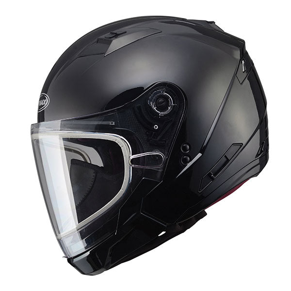 GMAX OF-77 OPEN FACE SNOW HELMET MEDIUM BLACK DOUBLE LENS G277025