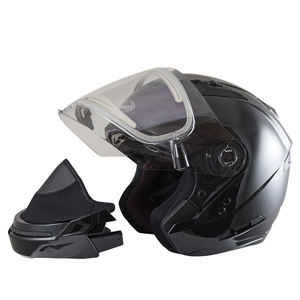 GMAX OF-77 OPEN FACE SNOW HELMET MEDIUM BLACK ELECTRIC LENS G477025