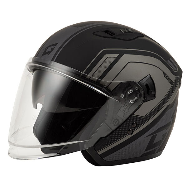 GMAX OF-87 SOLID OPEN FACE HELMET MEDIUM BLACK/SILVER O1287225