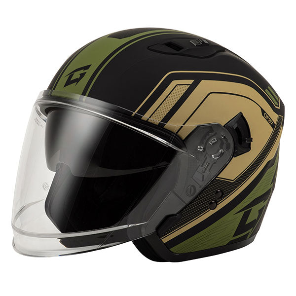 GMAX OF-87 SOLID OPEN FACE HELMET XL BEIGE/GREEN O1287507