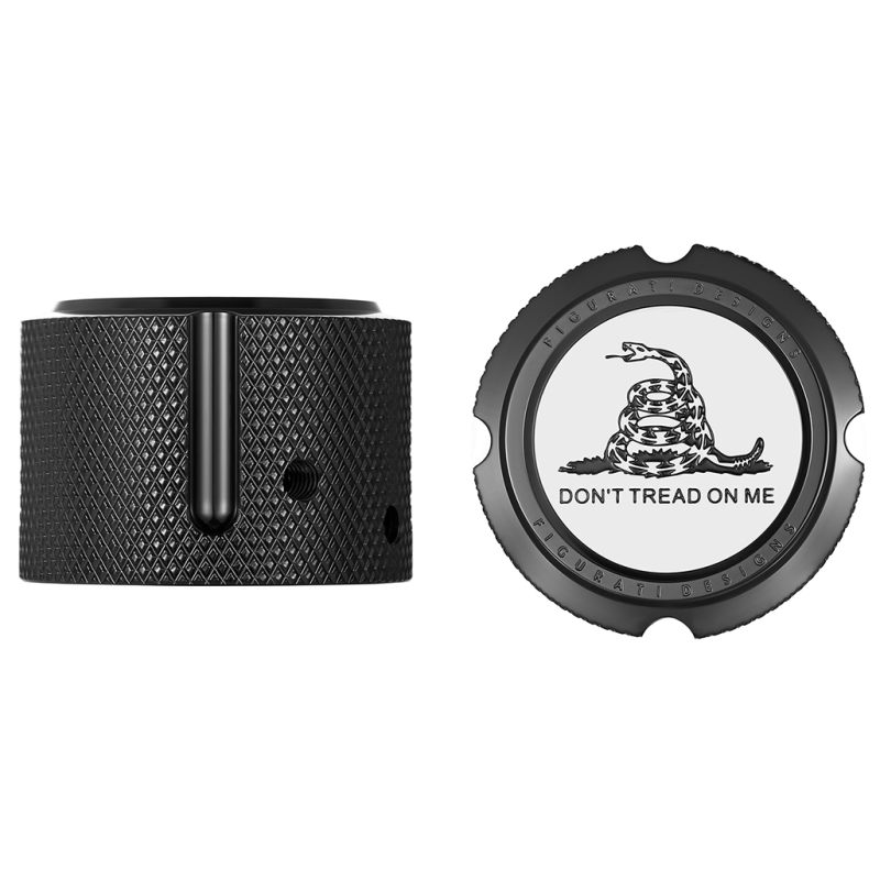 FIGURATI DESIGNS FRONT AXLE NUT COVERS BLACK WITH DON'T TREAD ON ME FD40-FAC-BLK