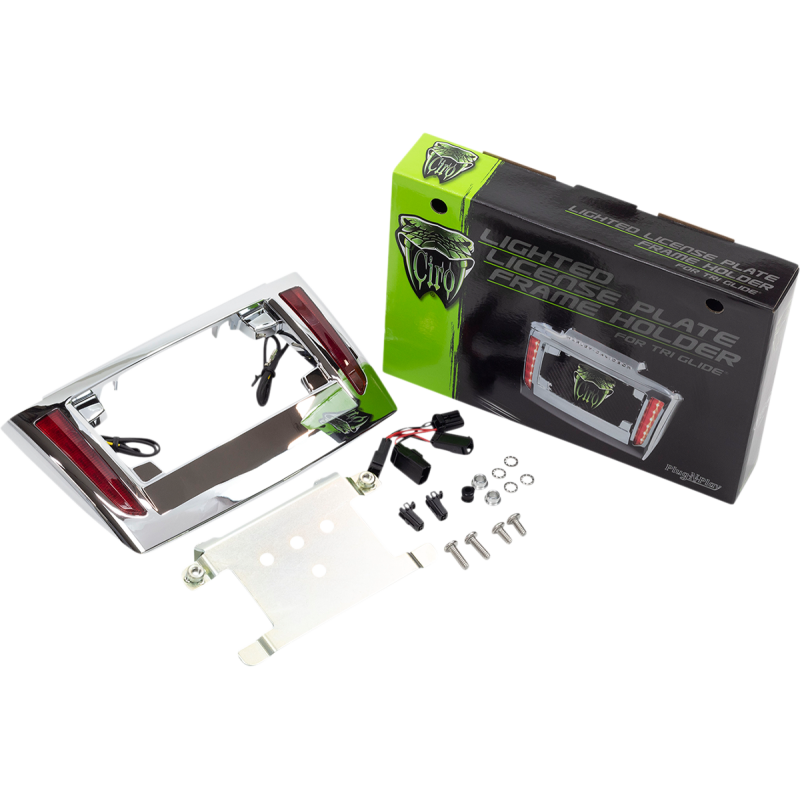CIRO LLC LIGHTED LICENSE PLATE FRAME FOR TRI GLIDE, CHROME 40080