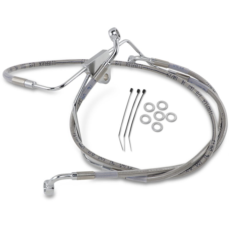 DRAG SPECIALTIES 96-07 FLHT/X FRT S/S BRAKE LINE KIT +6 660411-6