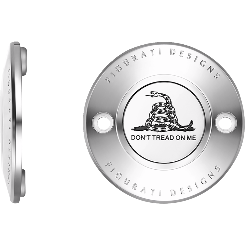 FIGURATI DESIGNS TIMING COVER SILVER WITH DON'T TREAD ON ME, 2-HOLE FD40-TC-2H-SS