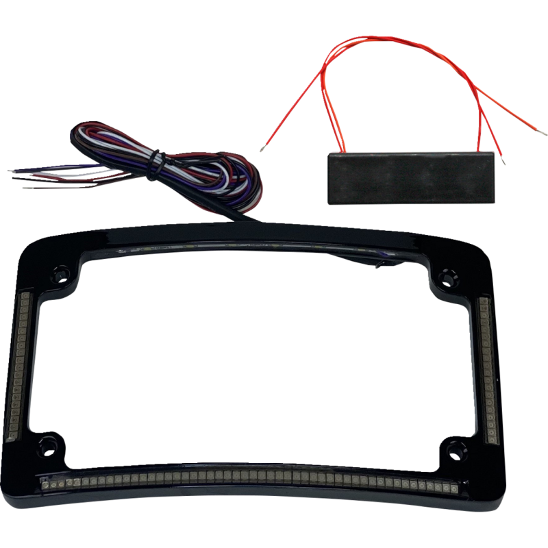 CUSTOM DYNAMICS FRAME LIC W/ RED LED BLK TF08-B