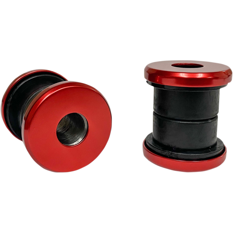 PRO-ONE PERF.MFG. HANDLEBAR RISER DAMPER KIT, WITH RED ANO BILLET CAPS, 103070R