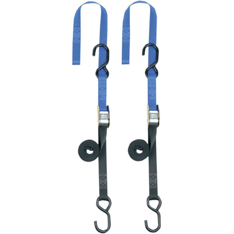 POWERTYE MFG. 1" SOFT TYE TIE DOWNS BLACK/BLUE (PR) 23623
