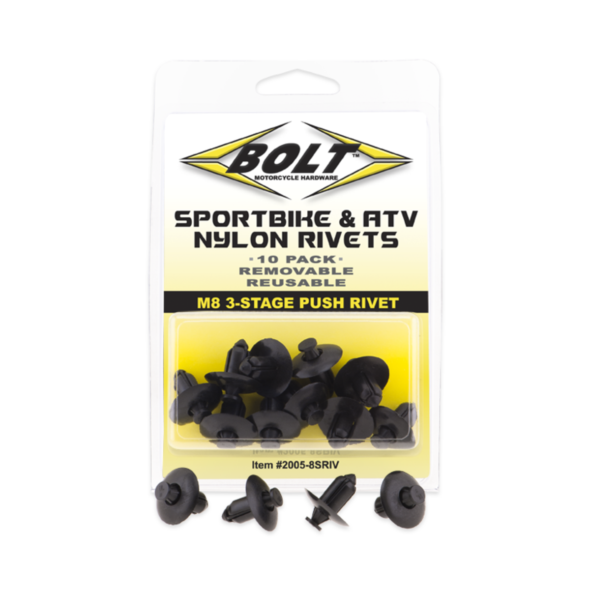 BOLT M8 NYLON PUSH RIVETS (10) 2005-8SRIV