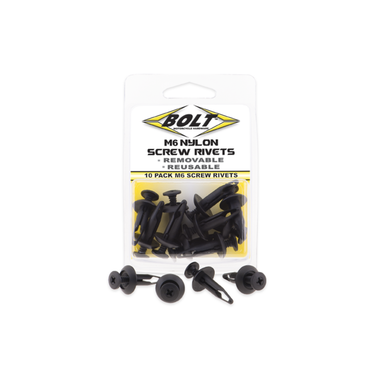 BOLT M6 NYLON SCREW RIVETS (10) 2005-6SCRW