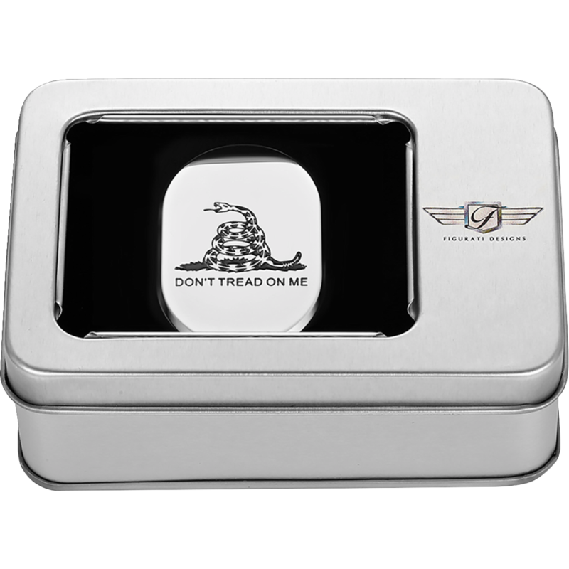 FIGURATI DESIGNS BACK FENDER COVER SILVER WITH DON'T TREAD ON ME-LEFT FD40-AC-SS-LT