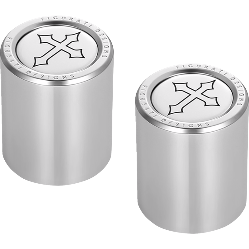 FIGURATI DESIGNS ND MAG DOCKING COVERS SILVER WITH CROSS 25.2X32MM FD41-DC-25.2/32-SS