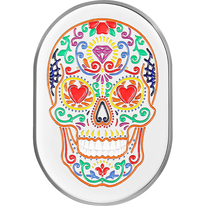 FIGURATI DESIGNS BACK FENDER COVER SILVER WITH SUGAR SKULL-LEFT FD30-AC-SS-LT