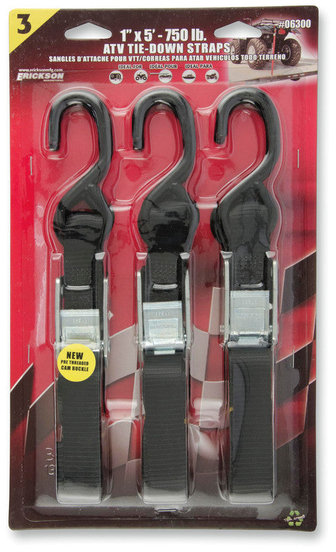 ERICKSON (3)1"X5' ATV TIE-DOWN BLACK 06300