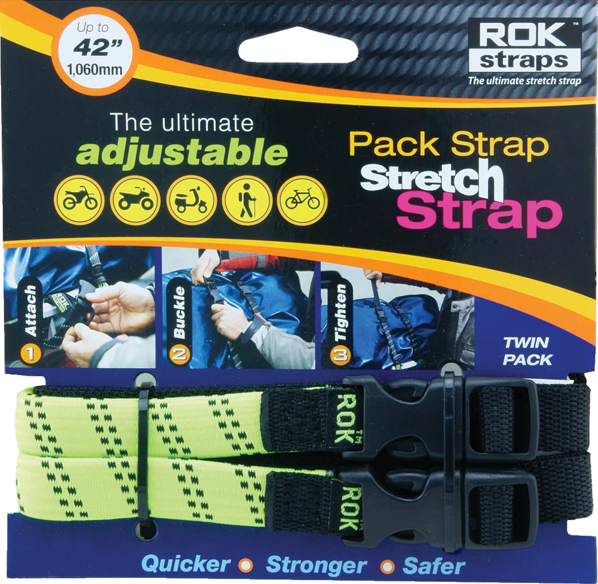 ROK STRAPS MED-DUTY HI-VIS GRN/BLK 42 X 5/8 ROK 00307