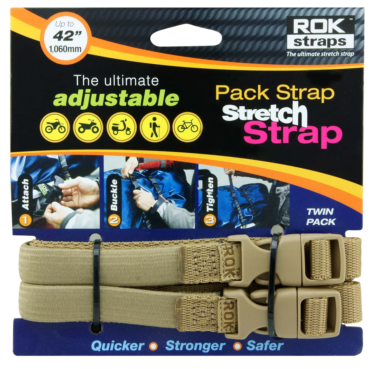 ROK STRAPS MED-DUTY BLK COYOTE TAN 42 X 5/8 ROK 00357