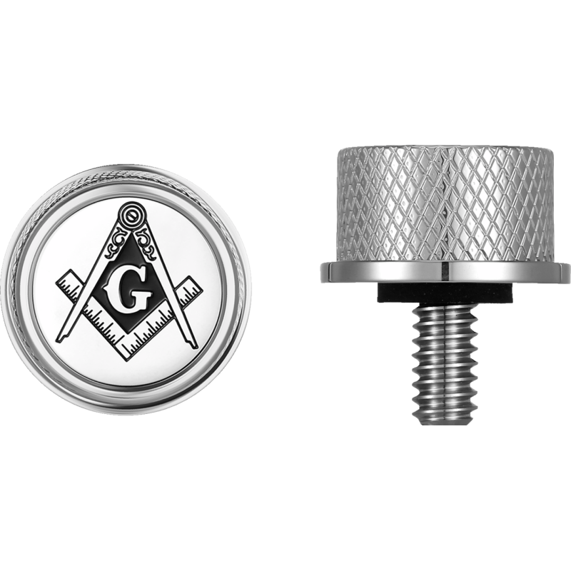FIGURATI DESIGNS SEAT SCREW SILVER WITH 3M MASONIC EMBLEM INSERT FD42-SEAT_SCREW-SS