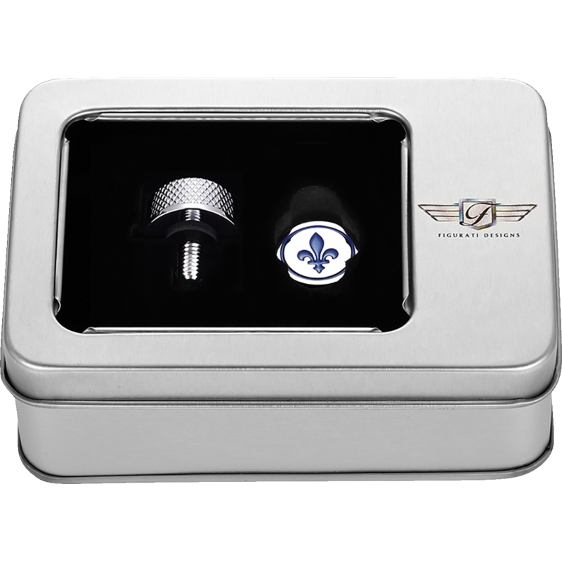 FIGURATI DESIGNS BLUE FLEUR-DE-LIS SEAT SCREW SILVER FD05-SEAT_SCREW-SS