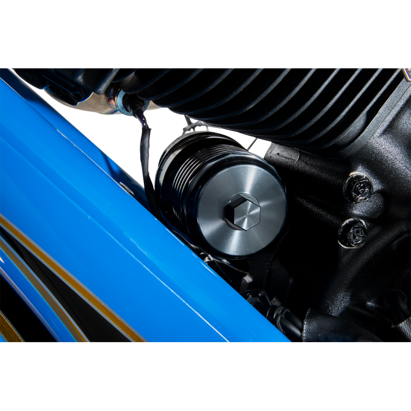 PC RACING FLO FILTER SPIN ON ANODIZED BLK PCS4B