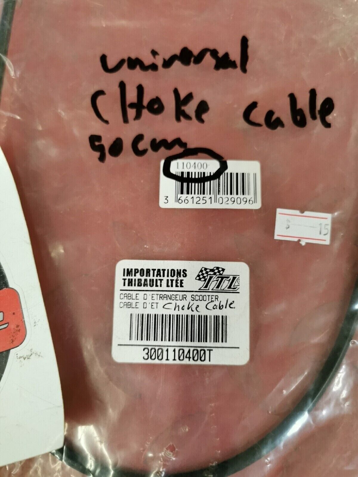 NOS UNIVERSAL CHOKE CABLE 50 CM 110400 J16