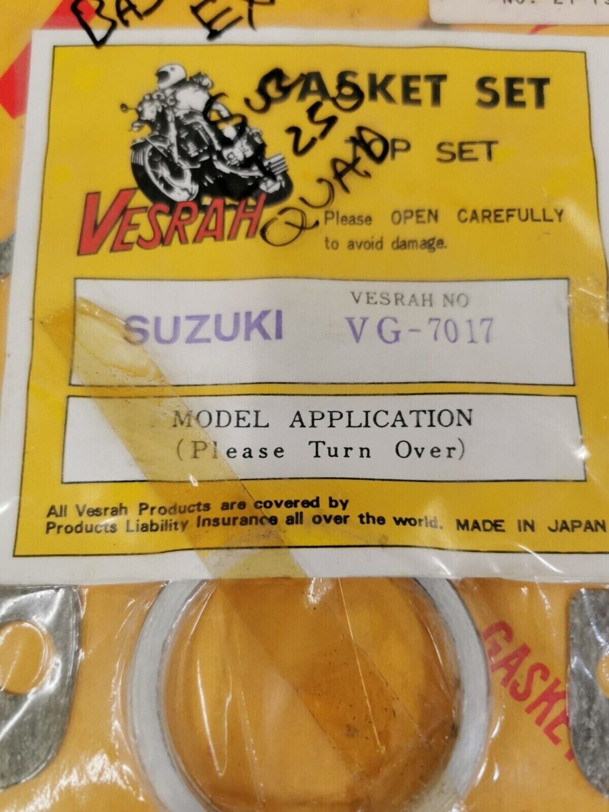 NOS VESRAH SUZUKI LT250 QUAD INCOMPLETE GASKET SET BASE EX  VG-7017 J28