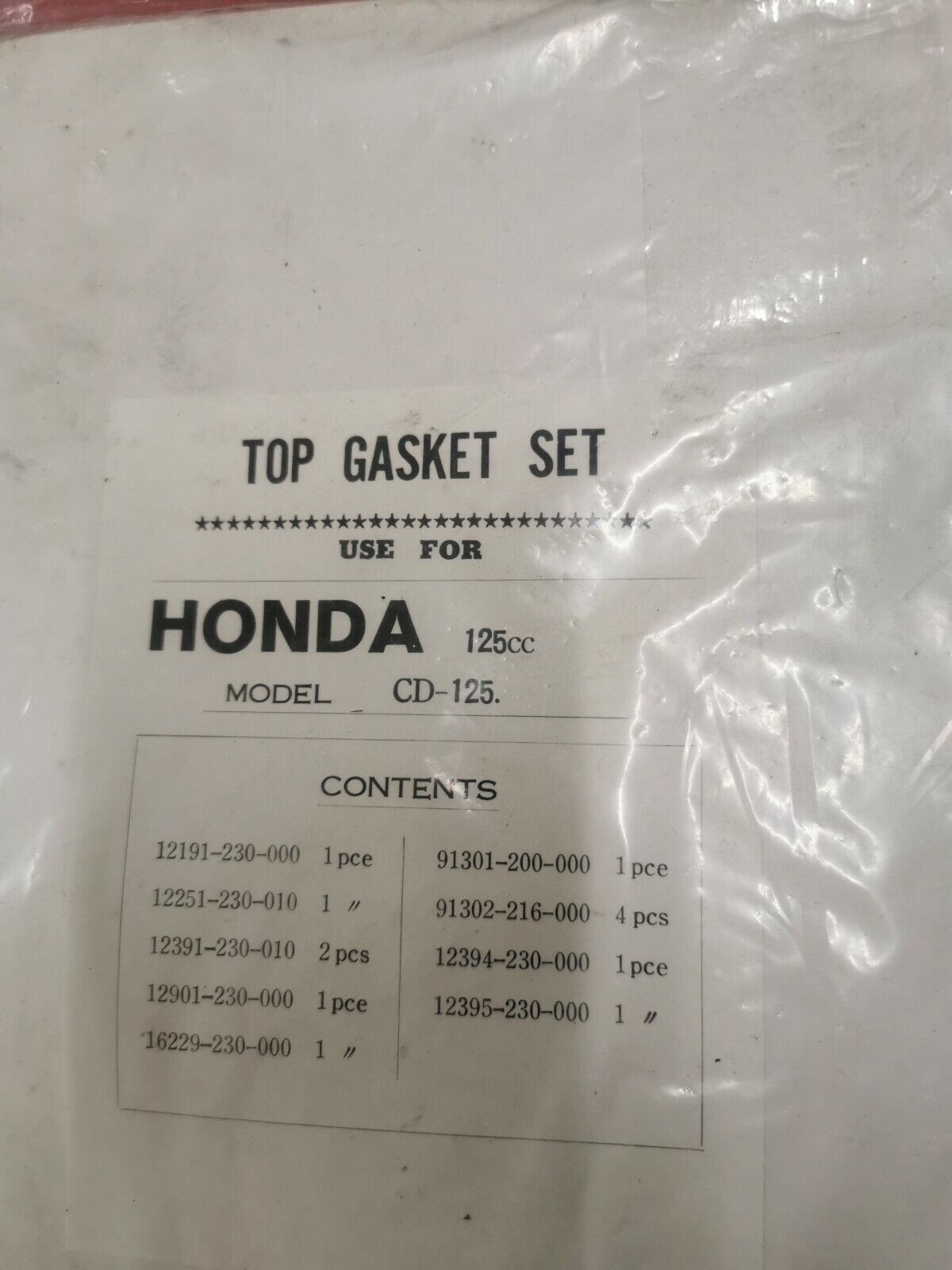 NOS Honda 125cc CL125 CD125 TOP SET GASKET KIT H2
