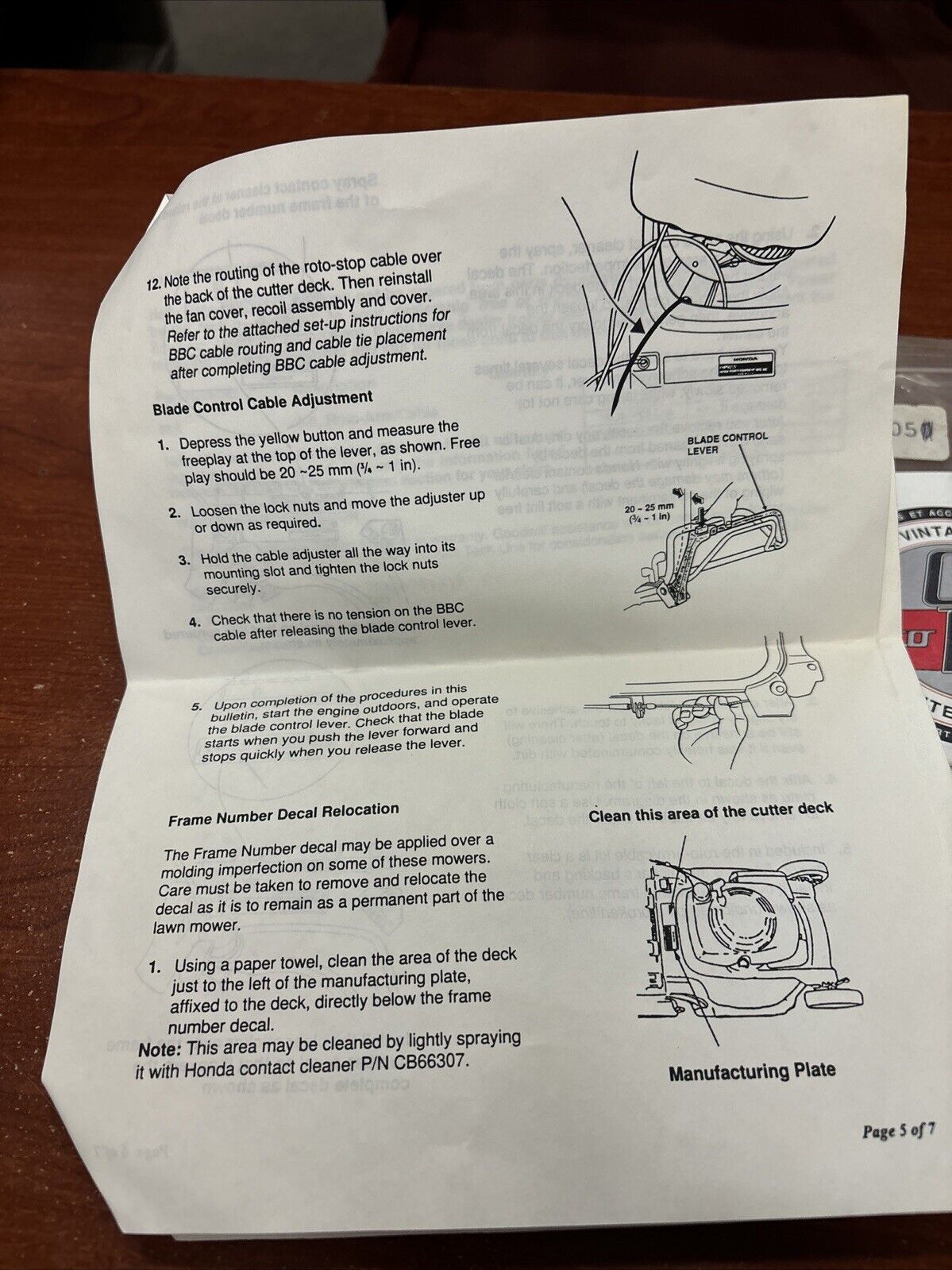 NOS Honda HRM215K3 HRB215K3 RECALL KIT 54530-VE2-M11 75130-VE1-L10 H160