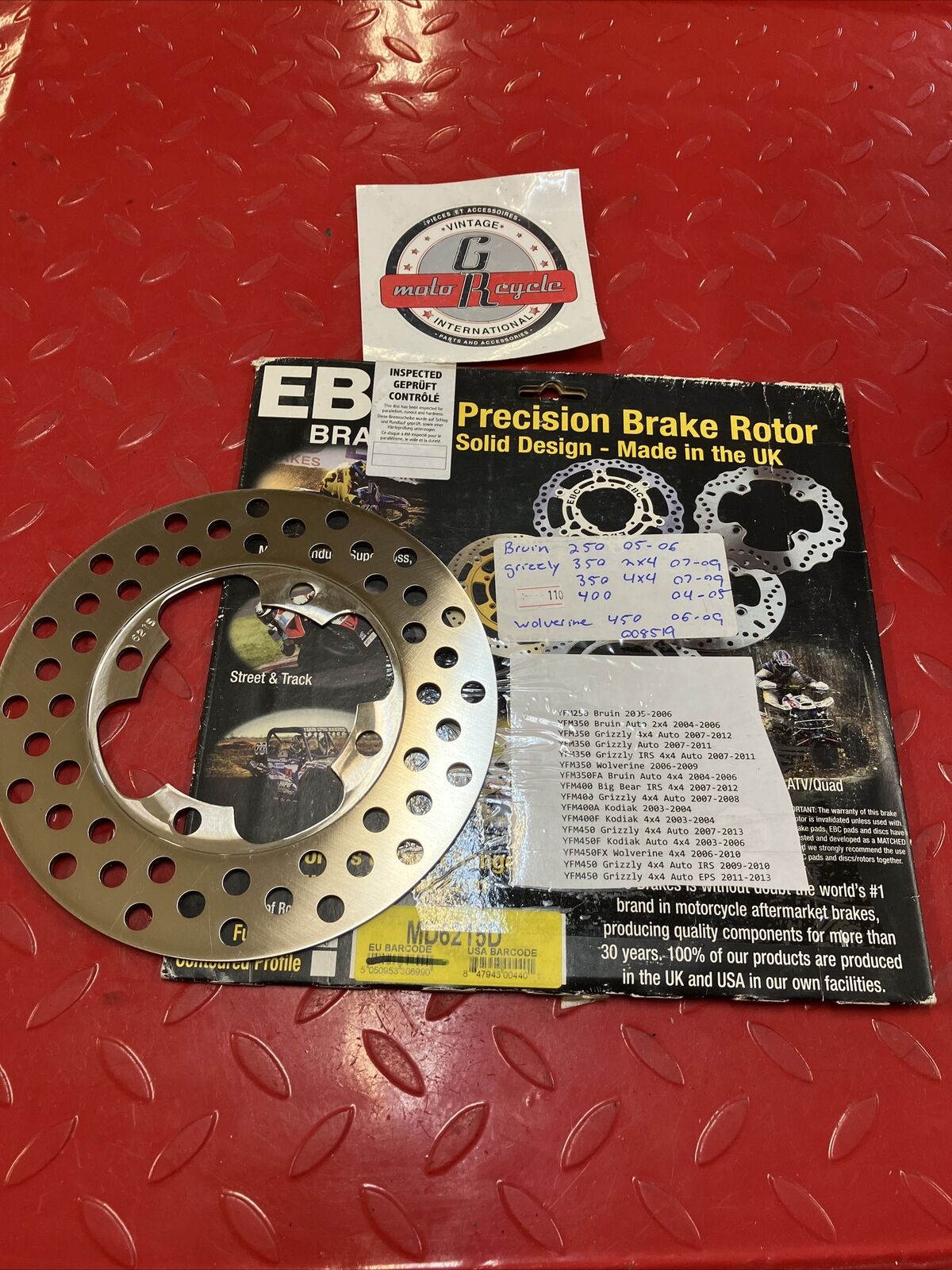 NOS Yamaha YFM250 YMF350 YFM400 YFM450 brake disk rotor EBC MD6215D J1