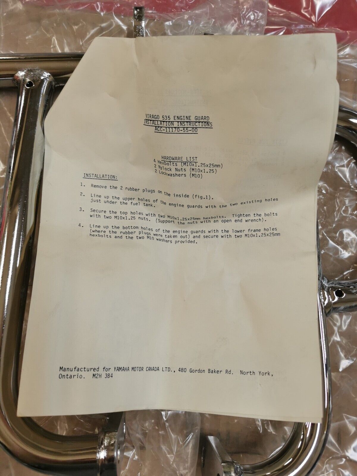 NOS Yamaha XV535 Virago 535 ENGINE GUARD CRASH BAR ACC-11170-55-00 Y12