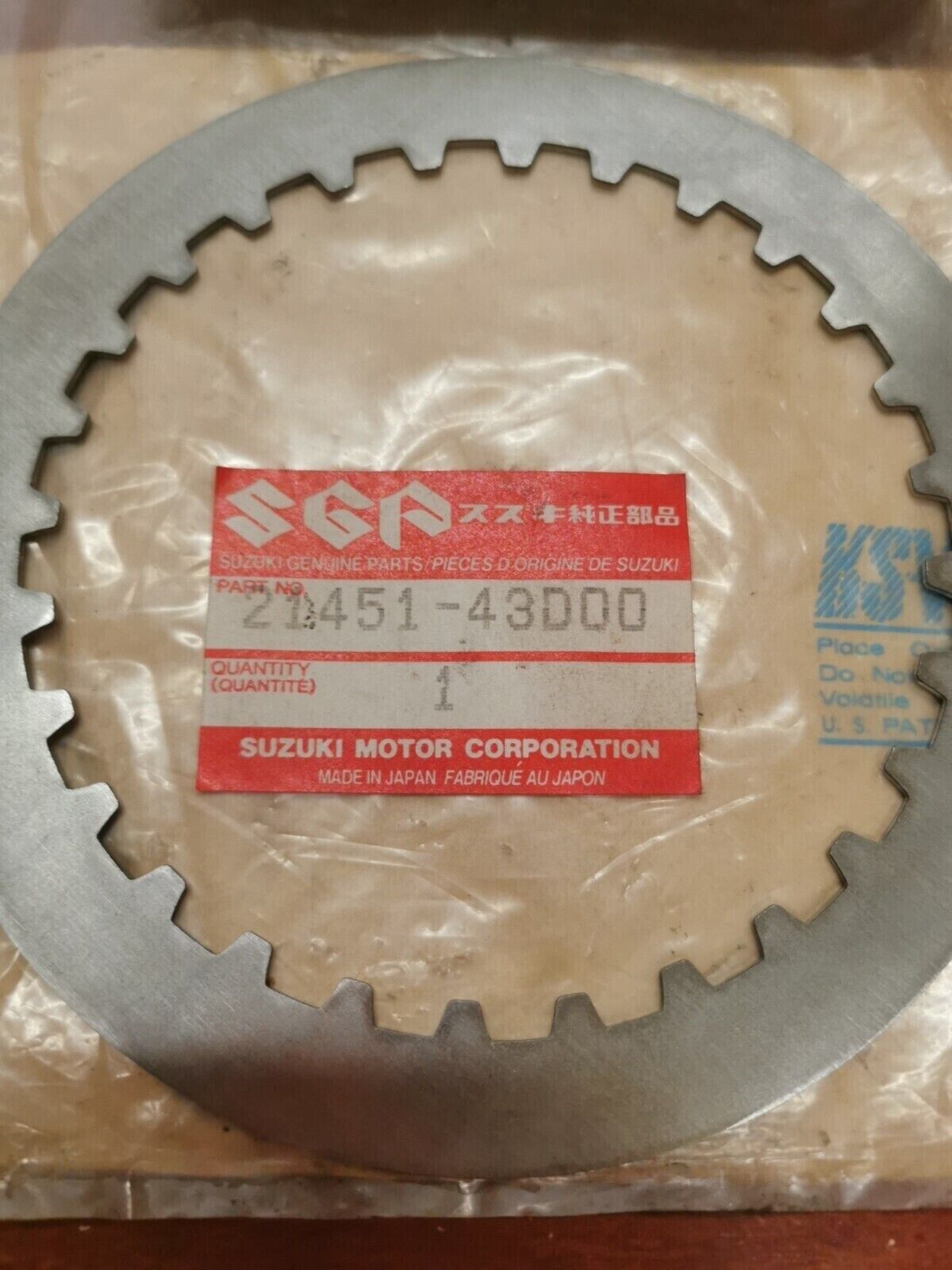 NOS Suzuki RM125 CLUTCH DRIVE PLATE T:1.4 21451-43D00 S21