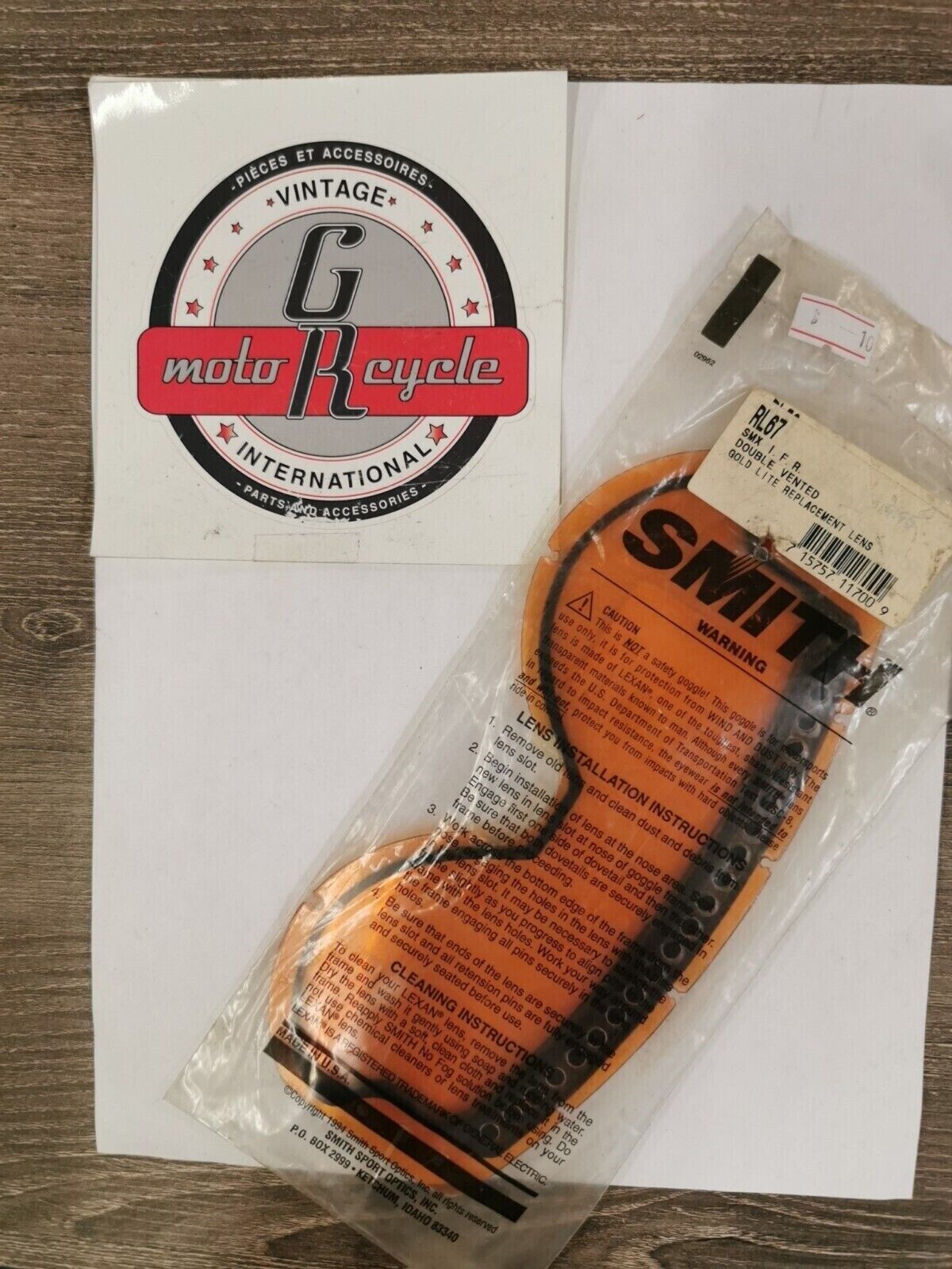 NOS Smith DOUBLE VENTED GOLD LITE REPLACEMENT LENS RL67 J24