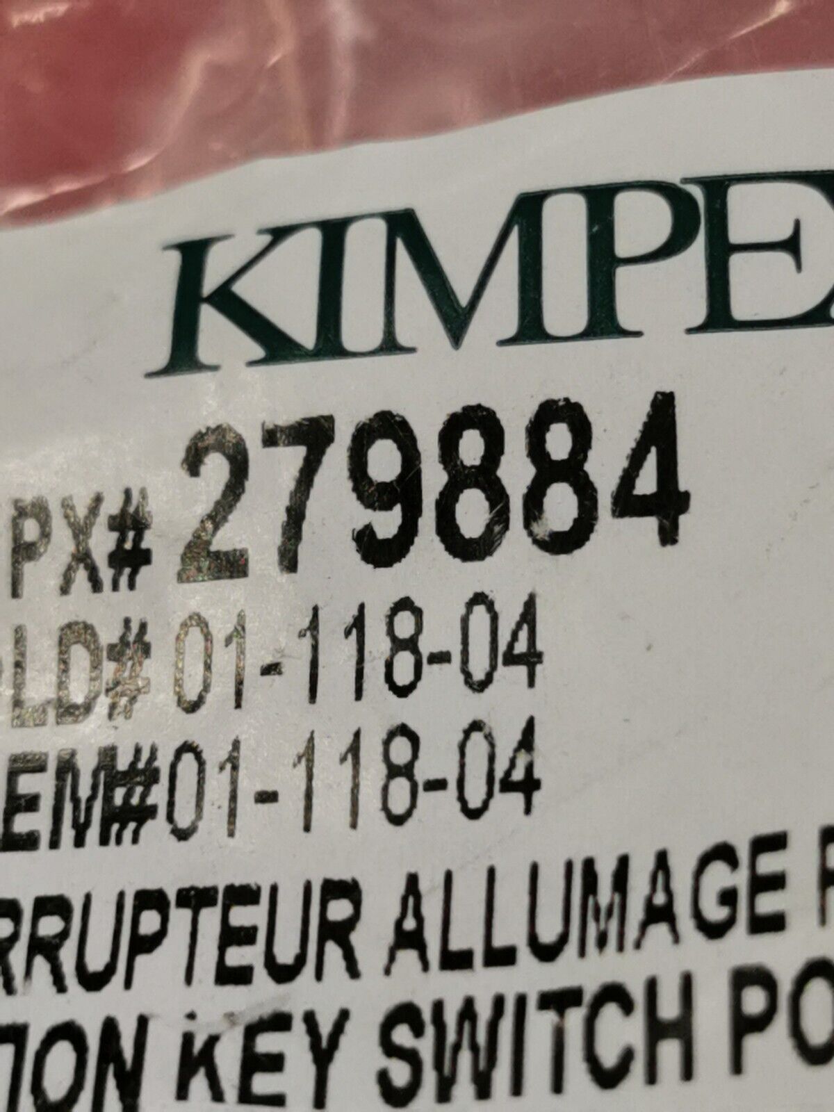 NOS KIMPEX Ignition Key Switch Lock with Key 279884 01-118-04 J3