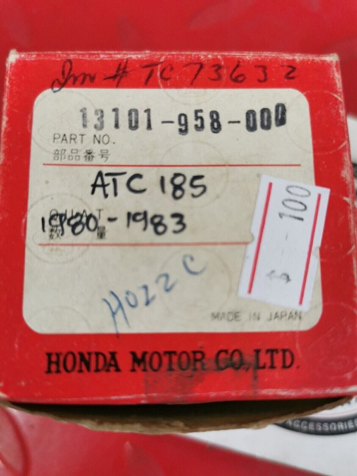 NEW NOS HONDA ATC185 1980 - 1983  PISTON STD 13101-958-000  H38