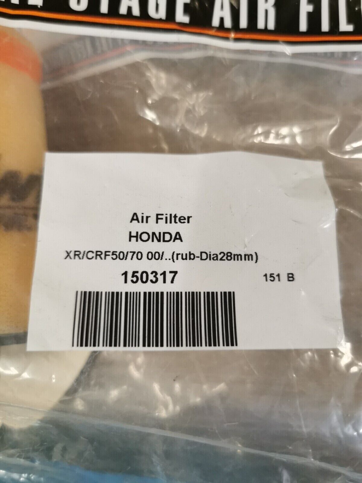 NOS TWIN AIR HONDA XR50 CRF50 CRF70 Air Filter Twin Air 150317 J31