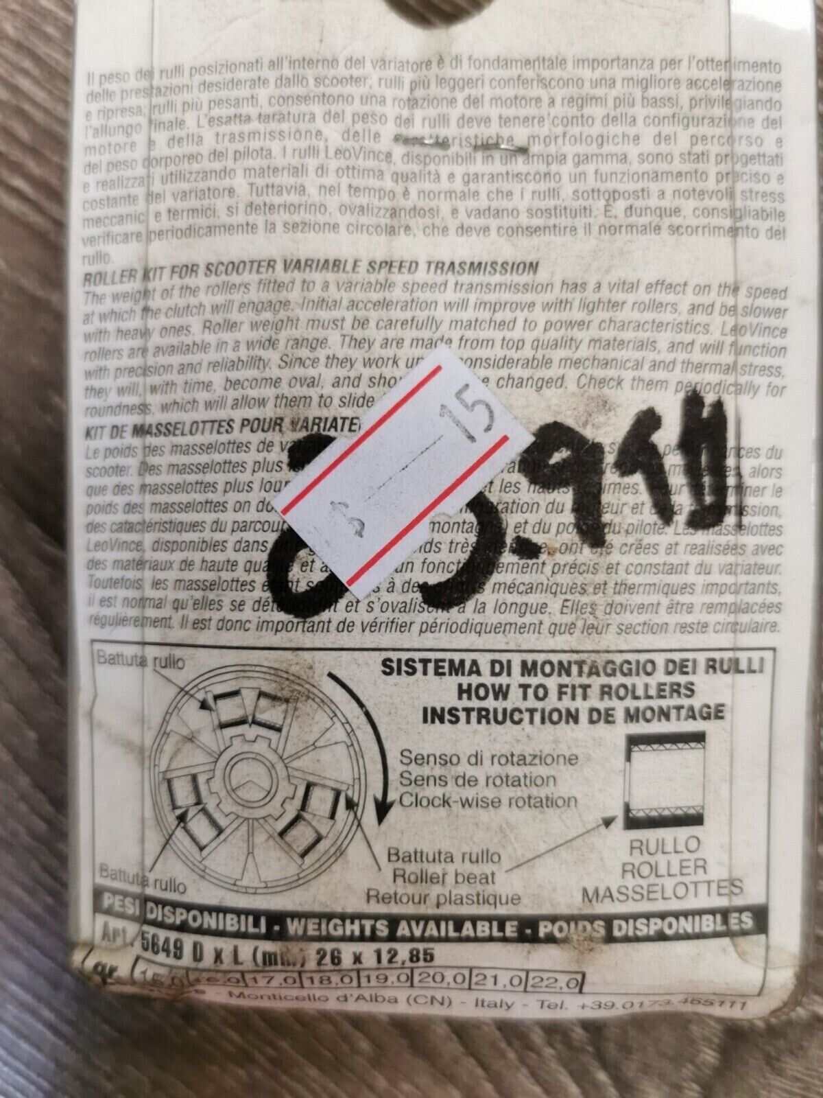 NOS LEOVINCE SCOOT KIT RULLI VARIATORE QTY8 5649 J32