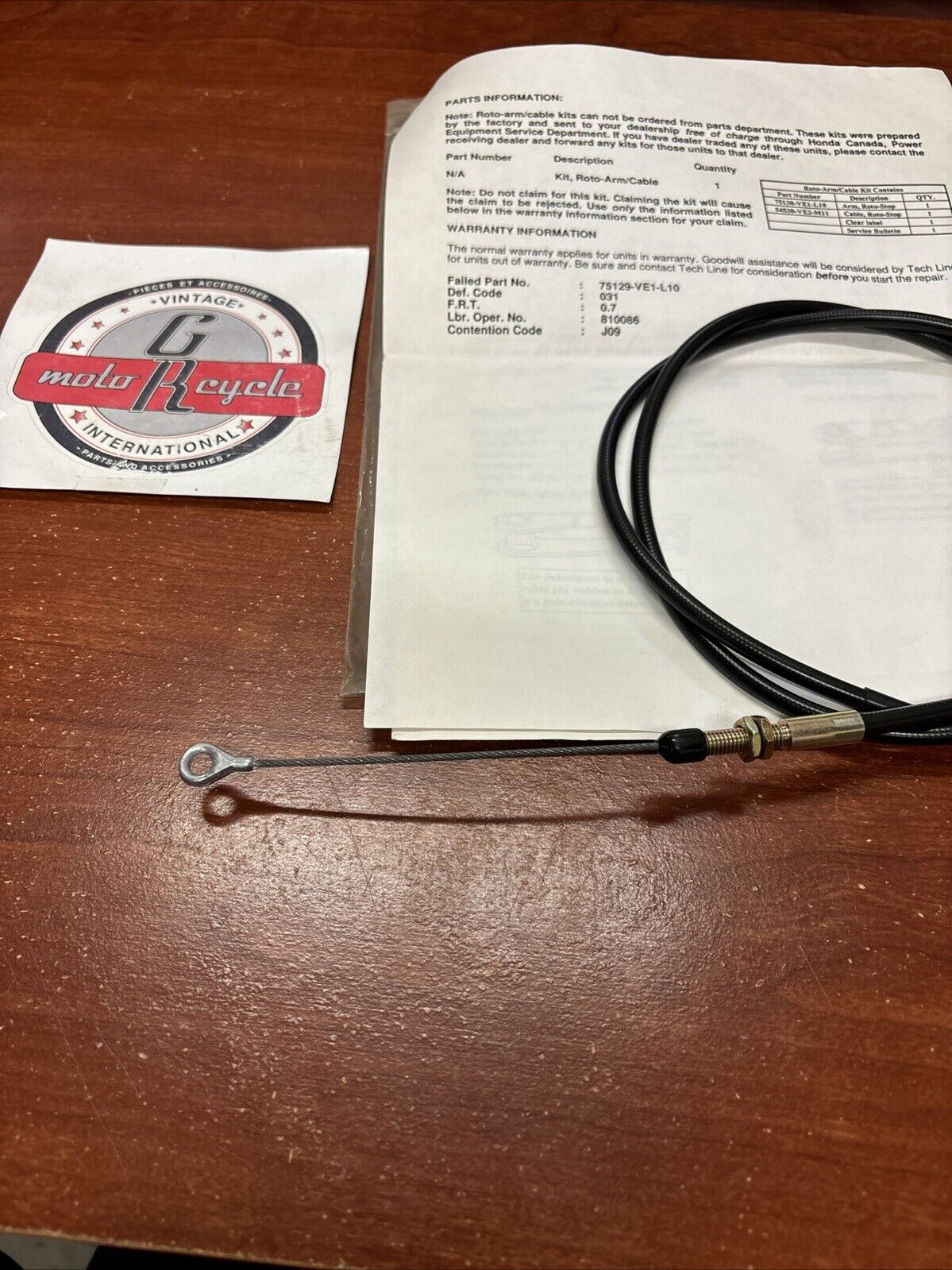 NOS Honda HRM215K3 HRB215K3 ROTO STOP CABLE 54530-VE2-M11 H160